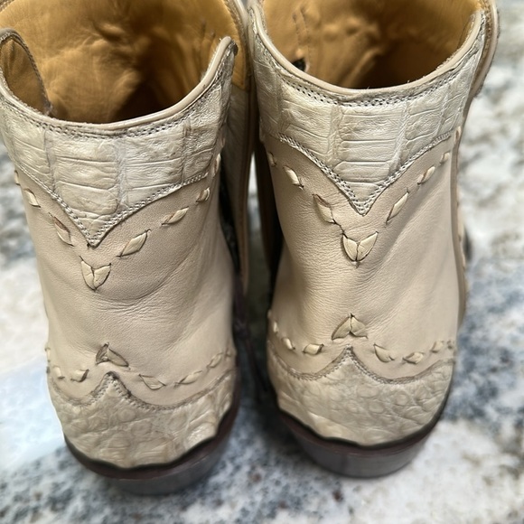 Tres Outlaws El Paso Cream Colored Leather Booties - Picture 6 of 6